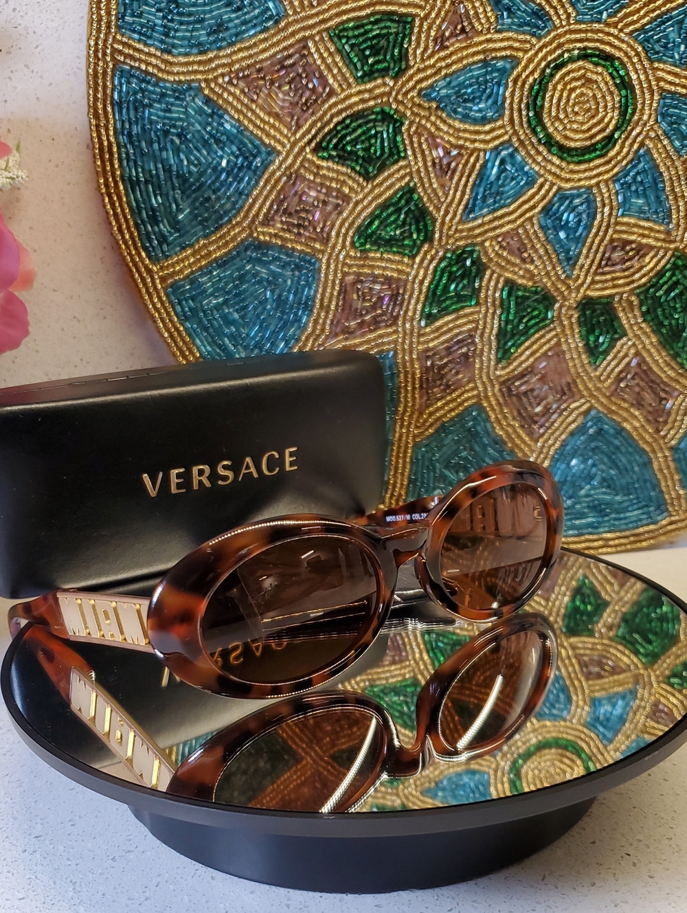 Vintage GIANNI VERSACE MIAMI Mod 527/M Col 280 Tortoiseshell Oval Sunglasses